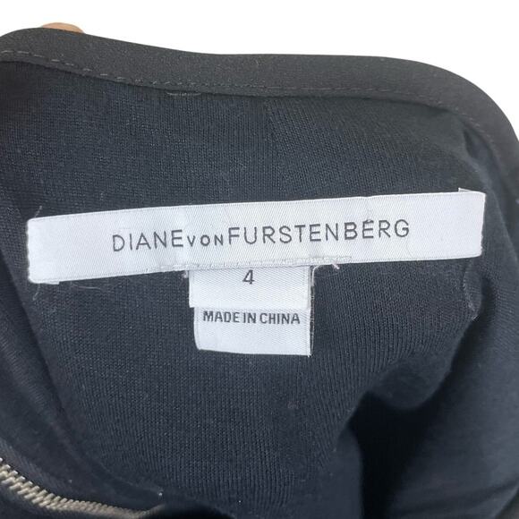 Diane Von Furstenberg Black Floral Lace Frayed End Zip Up Lined Pencil Skirt - Picture 7 of 9